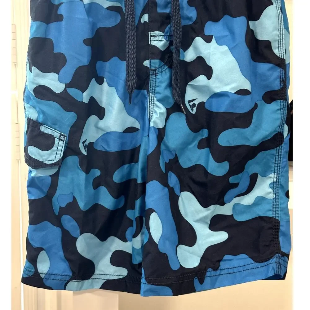 Boys Kanu Surf Specter Quick Dry UPF 50+ Beach Swim Trunks Blue Camo  S 8 NWOT